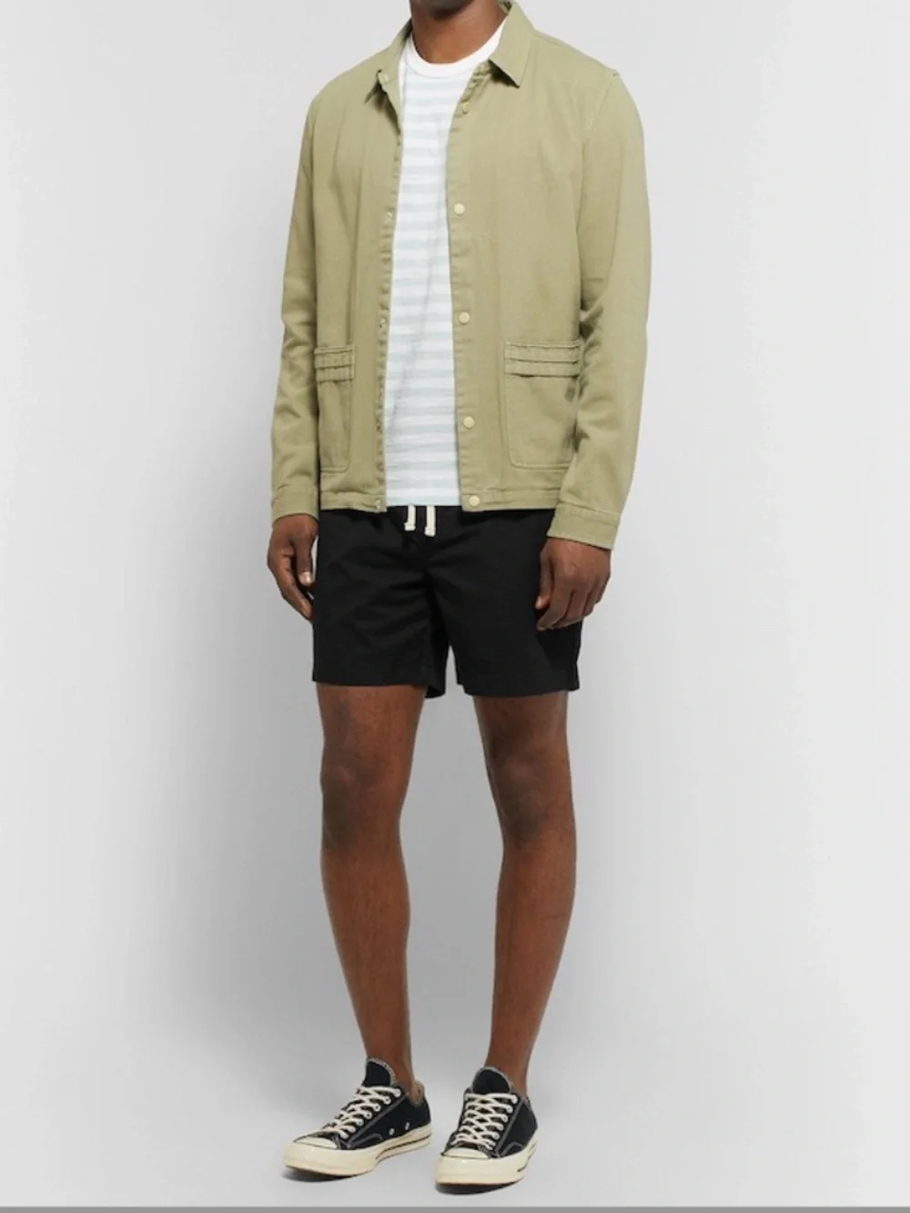 J. Crew Black Garment-Dyed Stretch-Cotton Drawstring Shorts in Medium